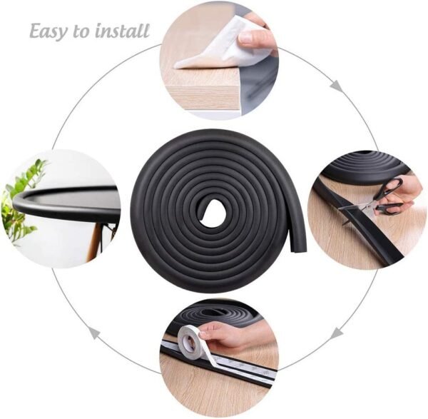 Vee Seven Premium Baby Safety Edge Guard - 2 Meter Black Color  - Extra Bumpy 3.5cm x 1.2cm Thickness - Shock Absorbing, Food-Graded Protection with Style