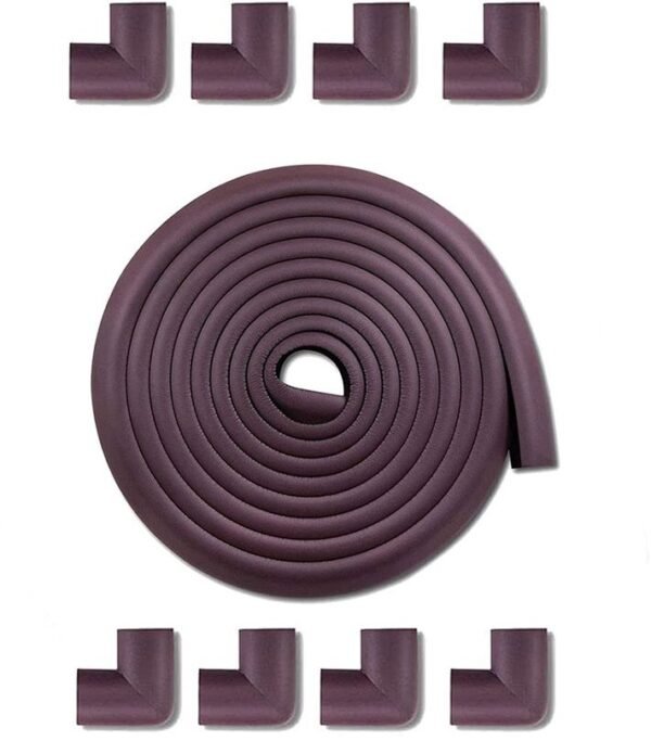 Vee Seven Premium Baby Safety Edge Guard & Corner Guards Kit - Extra Thick 2.4cm x 0.8cm - 4 Meter Roll with 8 Corners - Brown Color | Food-Graded | Shock Absorbing - Medium