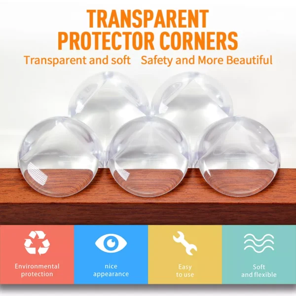 Vee Seven Premium Baby Safety Transparent Corner Guard - 4 Pieces - Clear, Sleek Protection with 3M Tape Adhesive for Your Little Ones