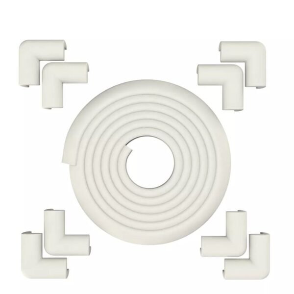 Vee Seven Child Protective Edge Guard & Corner Guards Kit - Extra Thick 3.5cm x 1.2cm - 4 Meter Roll with 8 Pre-Taped Corners - White Color | Food-Graded | Shock Absorbing - Babyproof Your Home Safely!"