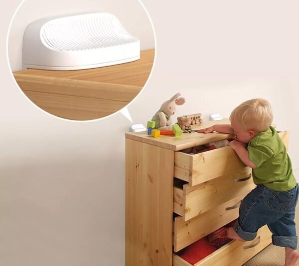 Vee Seven Premium Baby Safety Furniture Anti-Tip Wall Holder 2-Piece Set - Dubai's Trusted Baby Proofing Solution - Pre-Taped with 3M Adhesive"