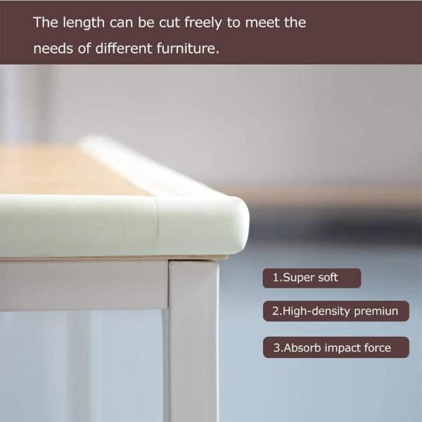 Vee Seven Premium Baby Safety Edge Guard - 2 Meter White Color  - Extra Bumpy 3.5cm x 1.2cm Thickness - Shock Absorbing, Food-Graded Protection with Style