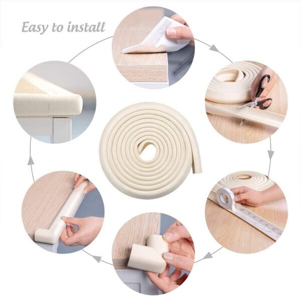 Vee Seven Premium Baby Safety Edge Guard - 2 Meter White Color  - Extra Bumpy 3.5cm x 1.2cm Thickness - Shock Absorbing, Food-Graded Protection with Style