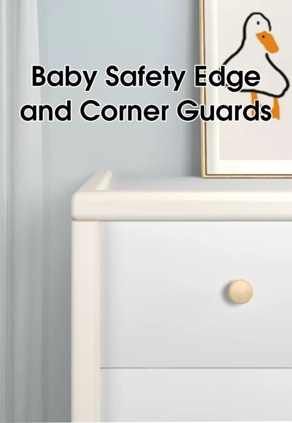 Vee Seven Child Protective Edge Guard & Corner Guards Kit - Extra Thick 3.5cm x 1.2cm - 4 Meter Roll with 8 Pre-Taped Corners - White Color | Food-Graded | Shock Absorbing - Babyproof Your Home Safely!"