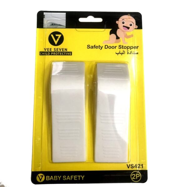 Vee Seven Premium Baby Safety Door Stopper - 2 Pieces - White - Premium Quality Material